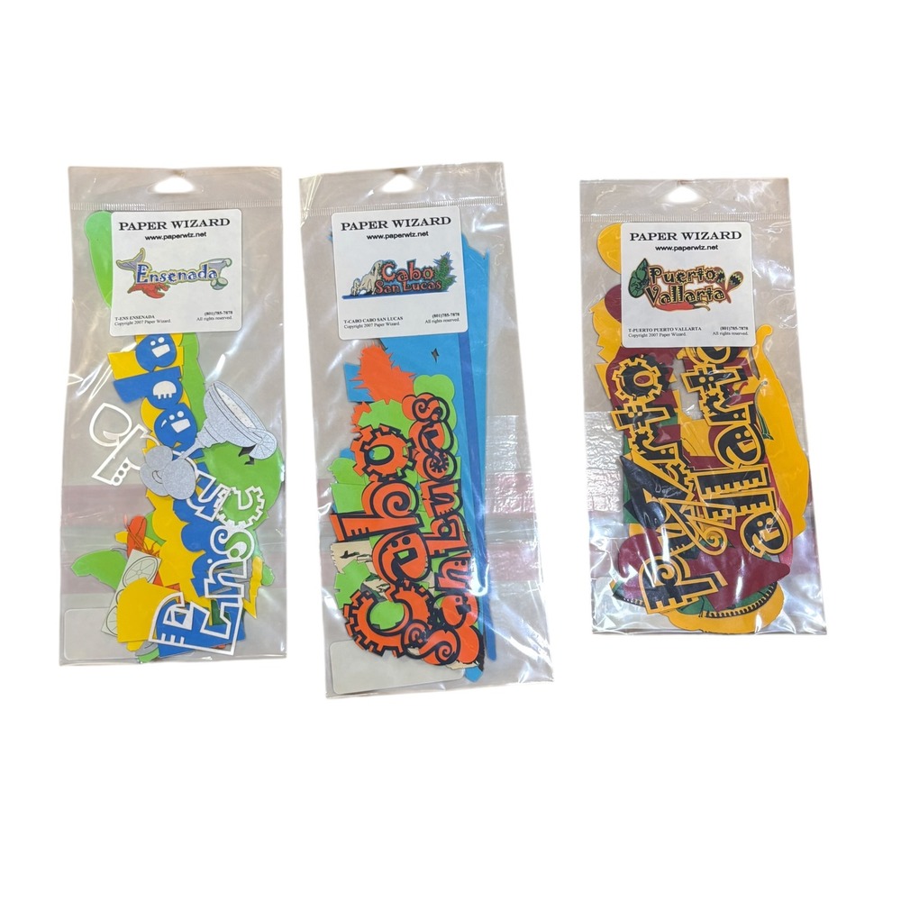 Paper Wizard Mexico Travel Scrapbook Die Cuts Puerto Vallarta Cabo Ensenada 3pk
